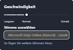 Microsoft Edge: Seraphina als Stimme auswählen